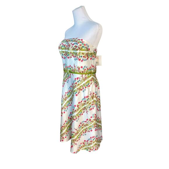 Liz Claiborne‎ Spring Parade Strapless A-line Dress 10 White Floral Cottage NWT - Picture 3 of 11